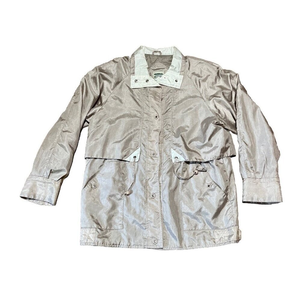 Separate Issue Rain Jacket Women’s Large Beige Cream Trim Collar Snap Pockets​​​
